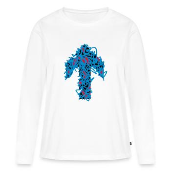 pfeil-nach-oben - Frauen Premium Bio Langarmshirt - Weiß - Vorne - Julia (174cm)