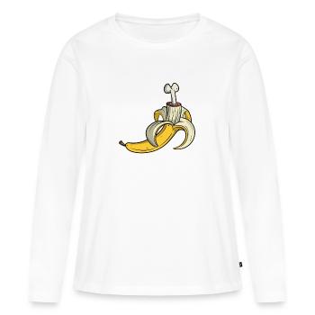 Banane avec os - T-shirt manches longues Premium bio Femme - blanc - Devant - Julia (174cm)
