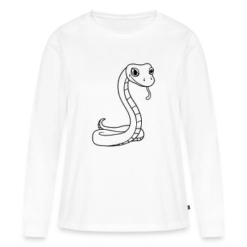 tête de serpent de visage gecko lézard reptile réel - T-shirt manches longues Premium bio Femme - blanc - Devant - Julia (174cm)