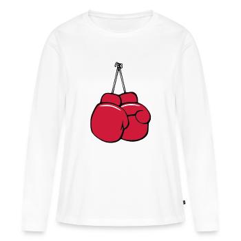 Boxe vecteur de bande dessinée gants - T-shirt manches longues Premium bio Femme - blanc - Devant - Julia (174cm)