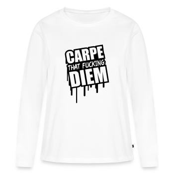Carpe That Fucking Diem - T-shirt manches longues Premium bio Femme - blanc - Devant - Julia (174cm)