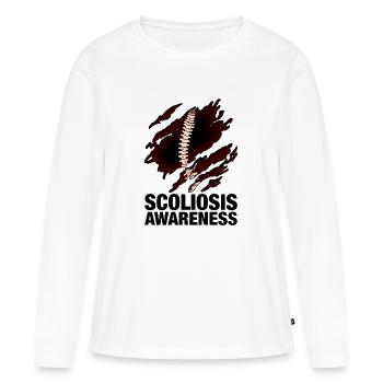 Skoliose-Bewusstsein - Frauen Premium Bio Langarmshirt - Weiß - Vorne - Julia (174cm)