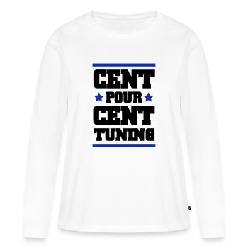 CENT POUR CENT TUNING - T-shirt manches longues Premium bio Femme - blanc - Devant - Julia (174cm)