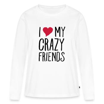 I (Heart) My Crazy Friends - T-shirt manches longues Premium bio Femme - blanc - Devant - Julia (174cm)