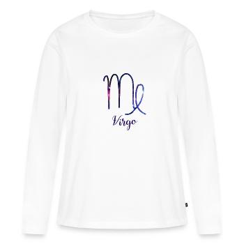 Vierge Horoscope Géométrique - T-shirt manches longues Premium bio Femme - blanc - Devant - Julia (174cm)