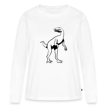 Saurier Dinosaurier Button - Frauen Premium Bio Langarmshirt - Weiß - Vorne - Julia (174cm)