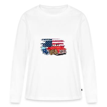 Etats-Unis - T-shirt manches longues Premium bio Femme - blanc - Devant - Julia (174cm)