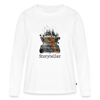 Storyteller Writer Writing Tree Forest Birds - Frauen Premium Bio Langarmshirt - Weiß - Vorne - Julia (174cm)