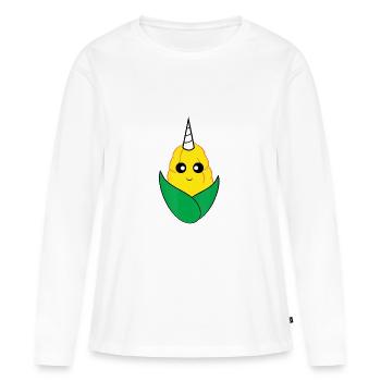 Uni Corn Corn on the Cob Unicorn - T-shirt manches longues Premium bio Femme - blanc - Devant - Julia (174cm)