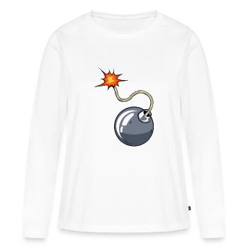 bombe meche dessin flamme - T-shirt manches longues Premium bio Femme - blanc - Devant - Julia (174cm)