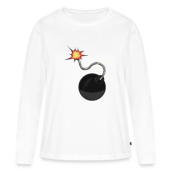 bombe meche dessin flamme - T-shirt manches longues Premium bio Femme - blanc - Devant - Julia (174cm)