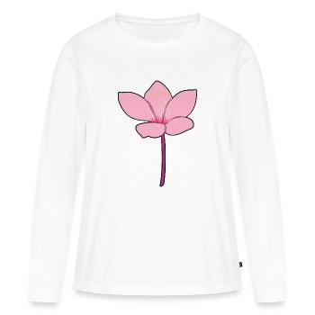 Fleurs de cerisier japonaises - T-shirt manches longues Premium bio Femme - blanc - Devant - Julia (174cm)