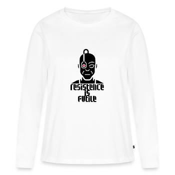 La résistance est futile - La résistance est inutile - T-shirt manches longues Premium bio Femme - blanc - Devant - Julia (174cm)