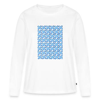 Blaue Blüten - Frauen Premium Bio Langarmshirt - Weiß - Vorne - Julia (174cm)