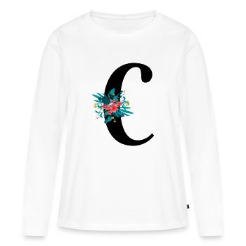 lettre C fleuris - T-shirt manches longues Premium bio Femme - blanc - Devant - Julia (174cm)