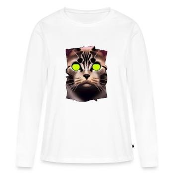 Katzengesicht - Frauen Premium Bio Langarmshirt - Weiß - Vorne - Julia (174cm)