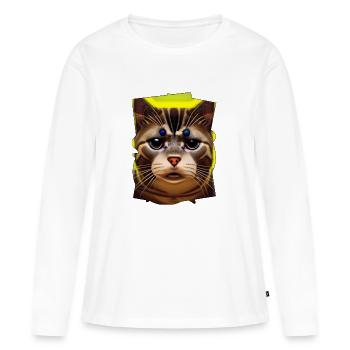Katzengesicht - Frauen Premium Bio Langarmshirt - Weiß - Vorne - Julia (174cm)