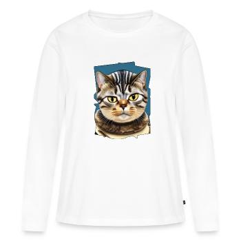Katzengesicht 10 - Frauen Premium Bio Langarmshirt - Weiß - Vorne - Julia (174cm)