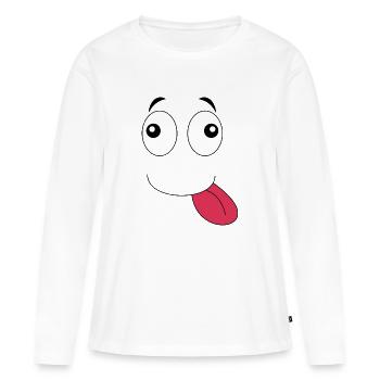 Visage de la langue - T-shirt manches longues Premium bio Femme - blanc - Devant - Julia (174cm)