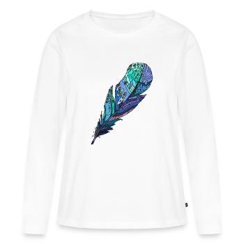 Plume - T-shirt manches longues Premium bio Femme - blanc - Devant - Julia (174cm)