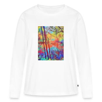 L’étang à l’arbre mort - T-shirt manches longues Premium bio Femme - blanc - Devant - Julia (174cm)