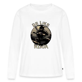 NINJAS - T-shirt manches longues Premium bio Femme - blanc - Devant - Julia (174cm)