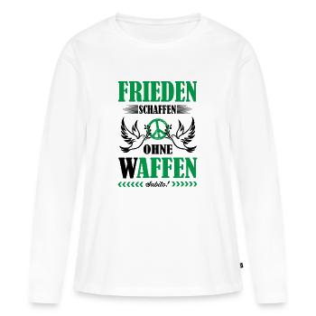 Frieden schaffen - Frauen Premium Bio Langarmshirt - Weiß - Vorne - Julia (174cm)