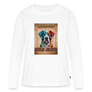 Wanted Dog - Frauen Premium Bio Langarmshirt - Weiß - Vorne - Julia (174cm)