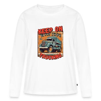 Continuer sur le camionnage 3 - T-shirt manches longues Premium bio Femme - blanc - Devant - Julia (174cm)