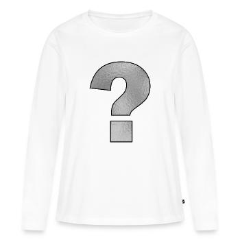 Ponctuation Point d’interrogation Argent - T-shirt manches longues Premium bio Femme - blanc - Devant - Julia (174cm)