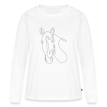 Pferdekopf Mimi - Frauen Premium Bio Langarmshirt - Weiß - Vorne - Julia (174cm)