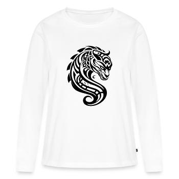 Tribal Drache - Frauen Premium Bio Langarmshirt - Weiß - Vorne - Julia (174cm)