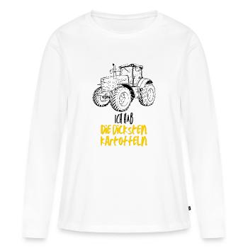 J’ai les pommes de terre les plus épaisses - T-shirt manches longues Premium bio Femme - blanc - Devant - Julia (174cm)