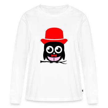 hibou sir 02 copie - T-shirt manches longues Premium bio Femme - blanc - Devant - Julia (174cm)