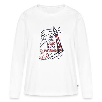 SOYEZ LA LUMIÈRE - T-shirt manches longues Premium bio Femme - blanc - Devant - Julia (174cm)