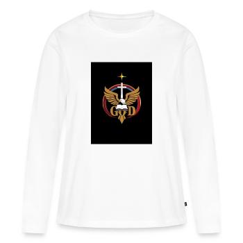 Emblème chrétien - T-shirt manches longues Premium bio Femme - blanc - Devant - Julia (174cm)