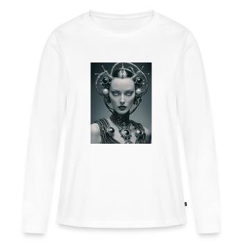 DIVAMANIE CYBORG - T-shirt manches longues Premium bio Femme - blanc - Devant - Julia (174cm)