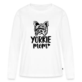 Yorkie mom - Frauen Premium Bio Langarmshirt - Weiß - Vorne - Julia (174cm)