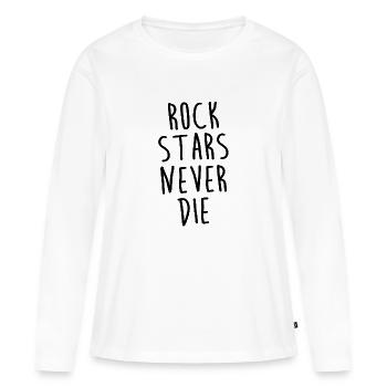 Les rock stars ne meurent jamais - RockNRoll - T-shirt manches longues Premium bio Femme - blanc - Devant - Julia (174cm)