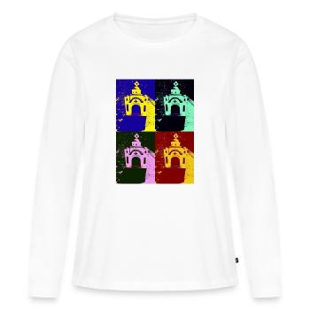 Pop art Grèce - T-shirt manches longues Premium bio Femme - blanc - Devant - Julia (174cm)