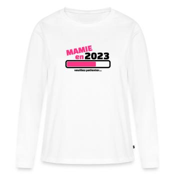 mamie en 2023 veuillez patienter - T-shirt manches longues Premium bio Femme - blanc - Devant - Julia (174cm)