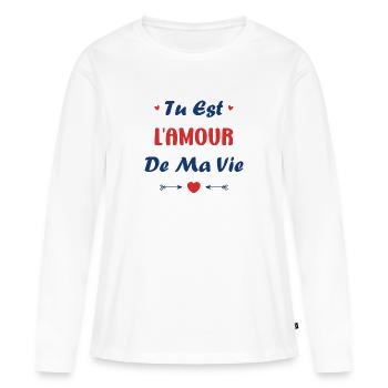 Tu est l'amour de ma vie - T-shirt manches longues Premium bio Femme - blanc - Devant - Julia (174cm)