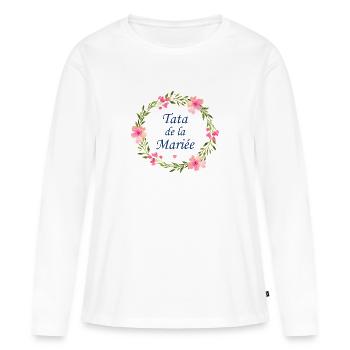Tata de la mariée - T-shirt manches longues Premium bio Femme - blanc - Devant - Julia (174cm)