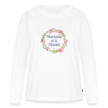 Marraine de la mariée - T-shirt manches longues Premium bio Femme - blanc - Devant - Julia (174cm)