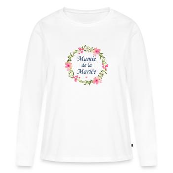 Mamie de la mariée - T-shirt manches longues Premium bio Femme - blanc - Devant - Julia (174cm)