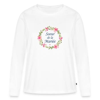 Soeur de la mariée - T-shirt manches longues Premium bio Femme - blanc - Devant - Julia (174cm)