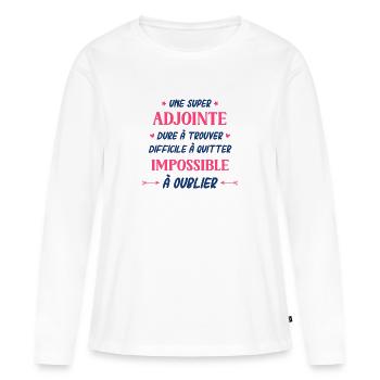 Une super adjointe - T-shirt manches longues Premium bio Femme - blanc - Devant - Julia (174cm)