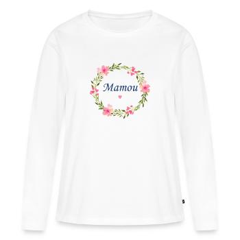 Mamou - T-shirt manches longues Premium bio Femme - blanc - Devant - Julia (174cm)