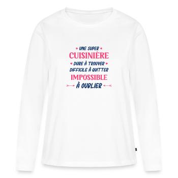 Super cuisinière - T-shirt manches longues Premium bio Femme - blanc - Devant - Julia (174cm)
