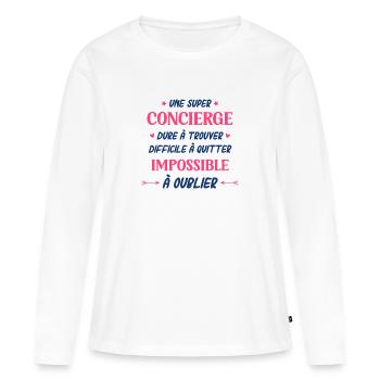 Super concierge - T-shirt manches longues Premium bio Femme - blanc - Devant - Julia (174cm)